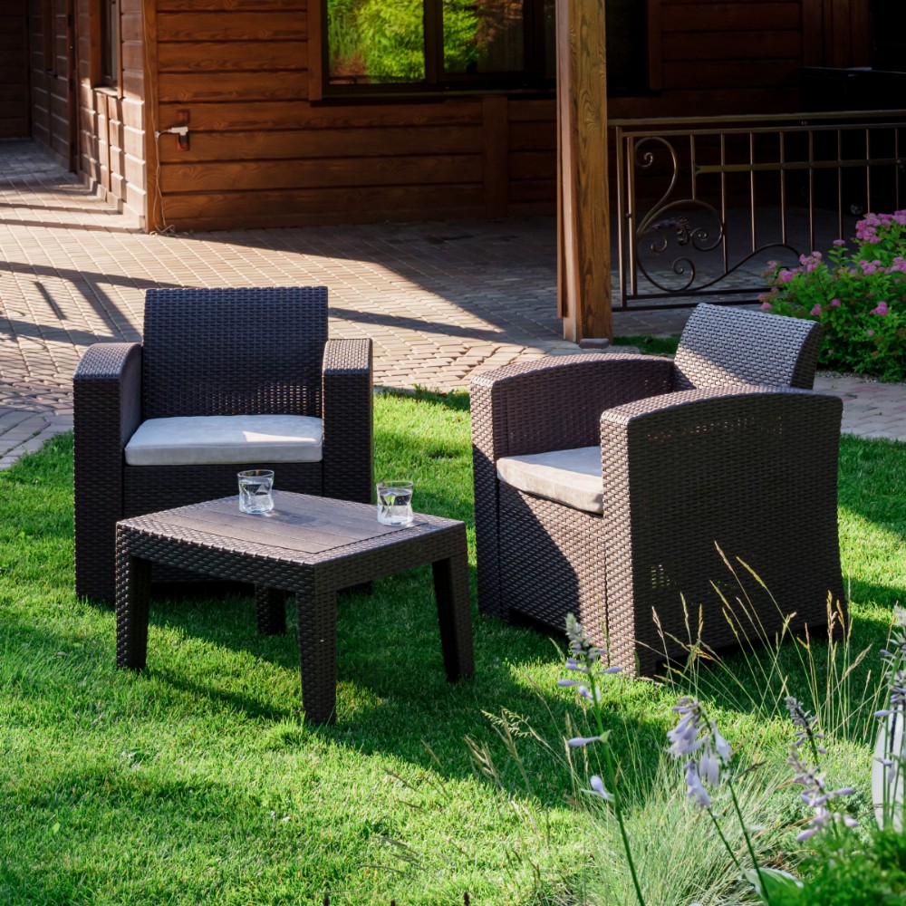 Комплект на 2 персоны Royal Family LANA LUX XS со столом и креслами, коричневый из пластика 1